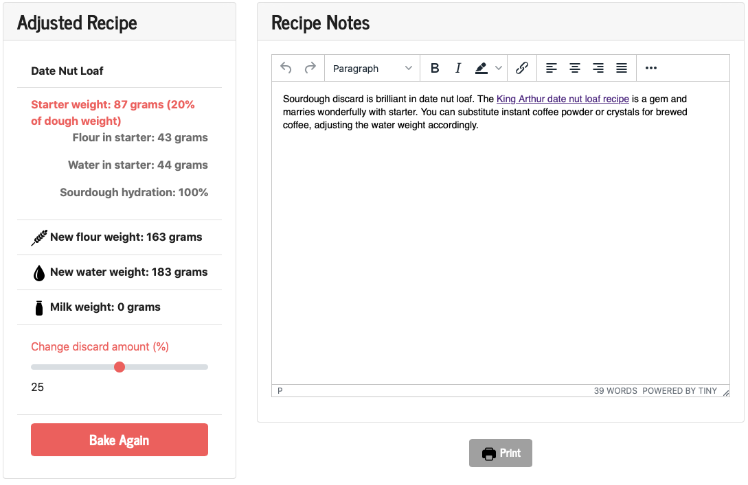 Simple Sourdough Starter Discard Recipe Calculator The Fresh Loaf